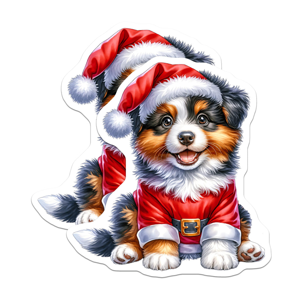(2 Pack) Christmas Puppy Magnets - Santa Dog Decor - Holiday Pet Lover Refrigerator Magnets - 5 Inches On Longest Side - Thick Durable Magnet - Made in USA - MAG28260