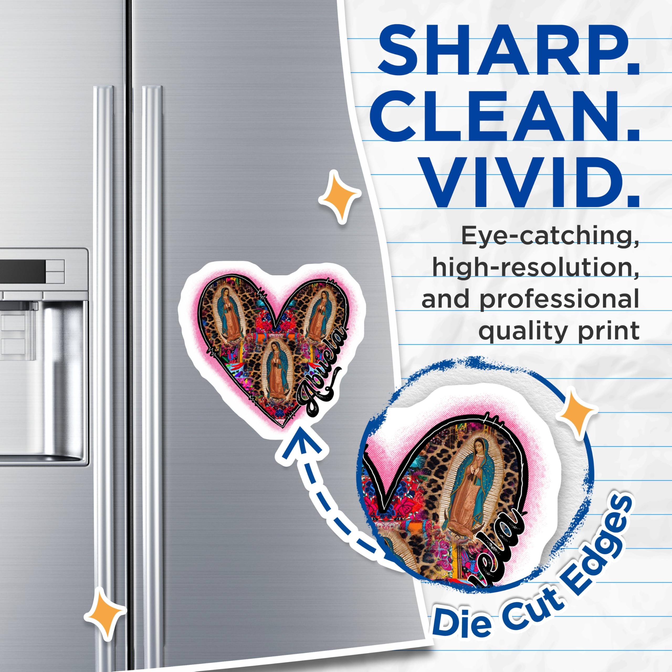 (2 Pack) Abuela Magnets - Our Lady of Guadalupe Decor - Latina Grandma Fridge Magnet - Virgin Mary Religious Item - 5 Inches On Longest Side - Thick Durable Magnet - Made in USA - MAG25718