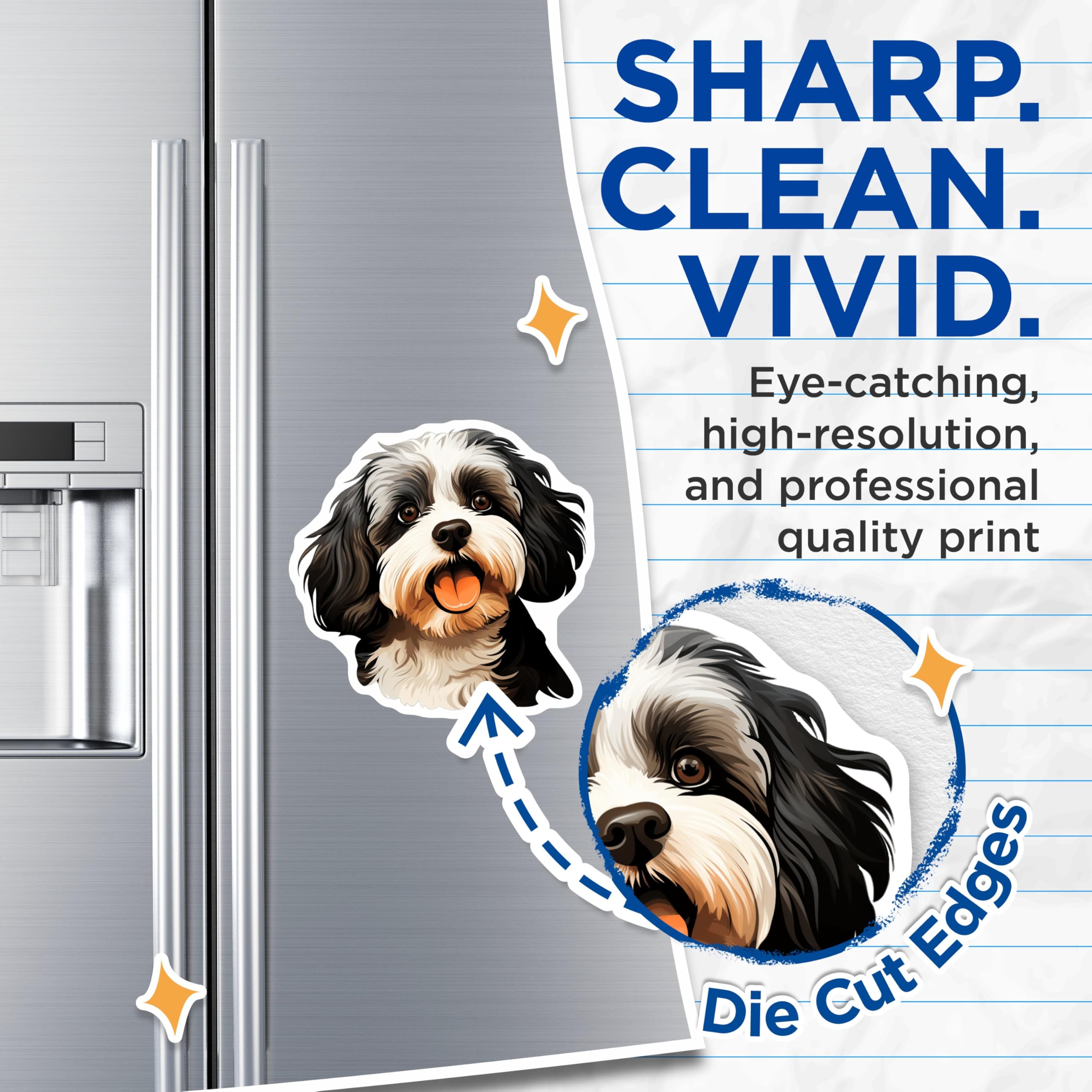 (2 Pack) Happy Havanese Magnets - Cute Dog Lover Decor - Pet Parent Refrigerator Art - 5 Inches On Longest Side - Thick Durable Magnet - Made in USA - MAG27327
