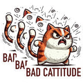 (3 Pack) Bad Cattitude Decals - Angry Cat Meme - Sassy Cat Decal - 3 Inches On Longest Side - Easy Peel & Apply - Made in USA - 3MCS4723