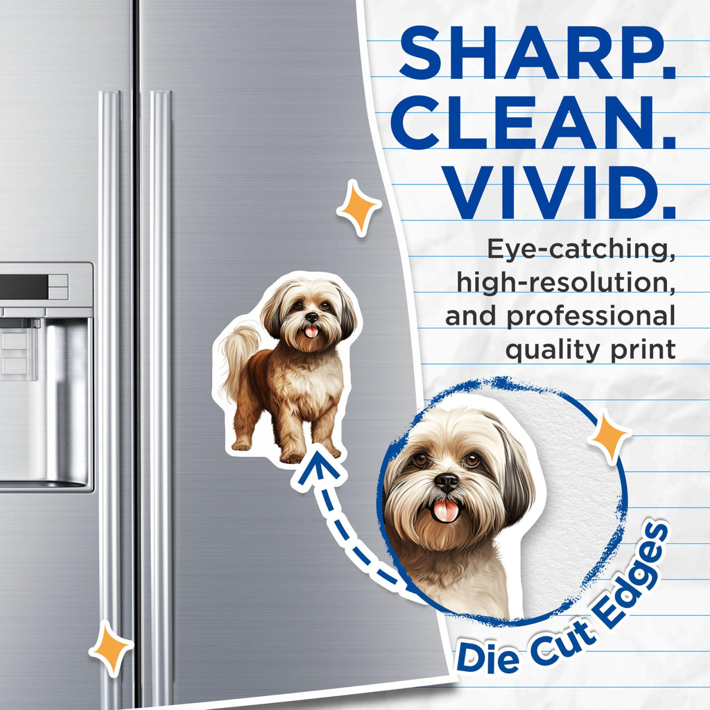 (2 Pack) Shih Tzu Magnets - Fluffy Dog Lover Kitchen Decor - Charming Pet Refrigerator Art - 5 Inches On Longest Side - Thick Durable Magnet - Made in USA - MAG24041