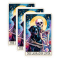 (3 Pack) Labrador Lover Decals - Dog Tarot Card Stickers - Skeleton Pet Lover Decal - 3 Inches On Longest Side - Easy Peel & Apply - Made in USA - 3MCS0278
