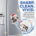 (2 Pack) Dalmatian Christmas Magnets - Santa Hat Dog Lover Decor - Festive Pet Animal Kitchen Accent - 5 Inches On Longest Side - Thick Durable Magnet - Made in USA - MAG26070