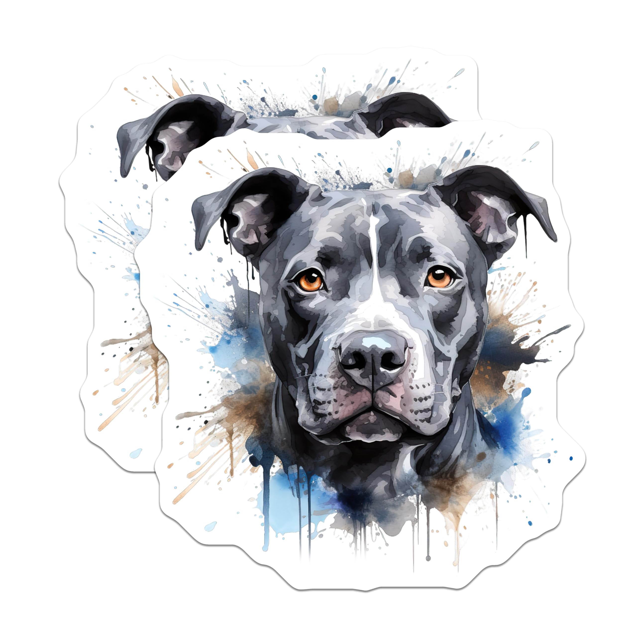 (2 Pack) Pitbull Magnets - Watercolor Dog Art Appliance Decor - Pit Bull Mom Dad Home Fridge Locker Display - 5 Inches On Longest Side - Thick Durable Magnet - Made in USA - MAG24423