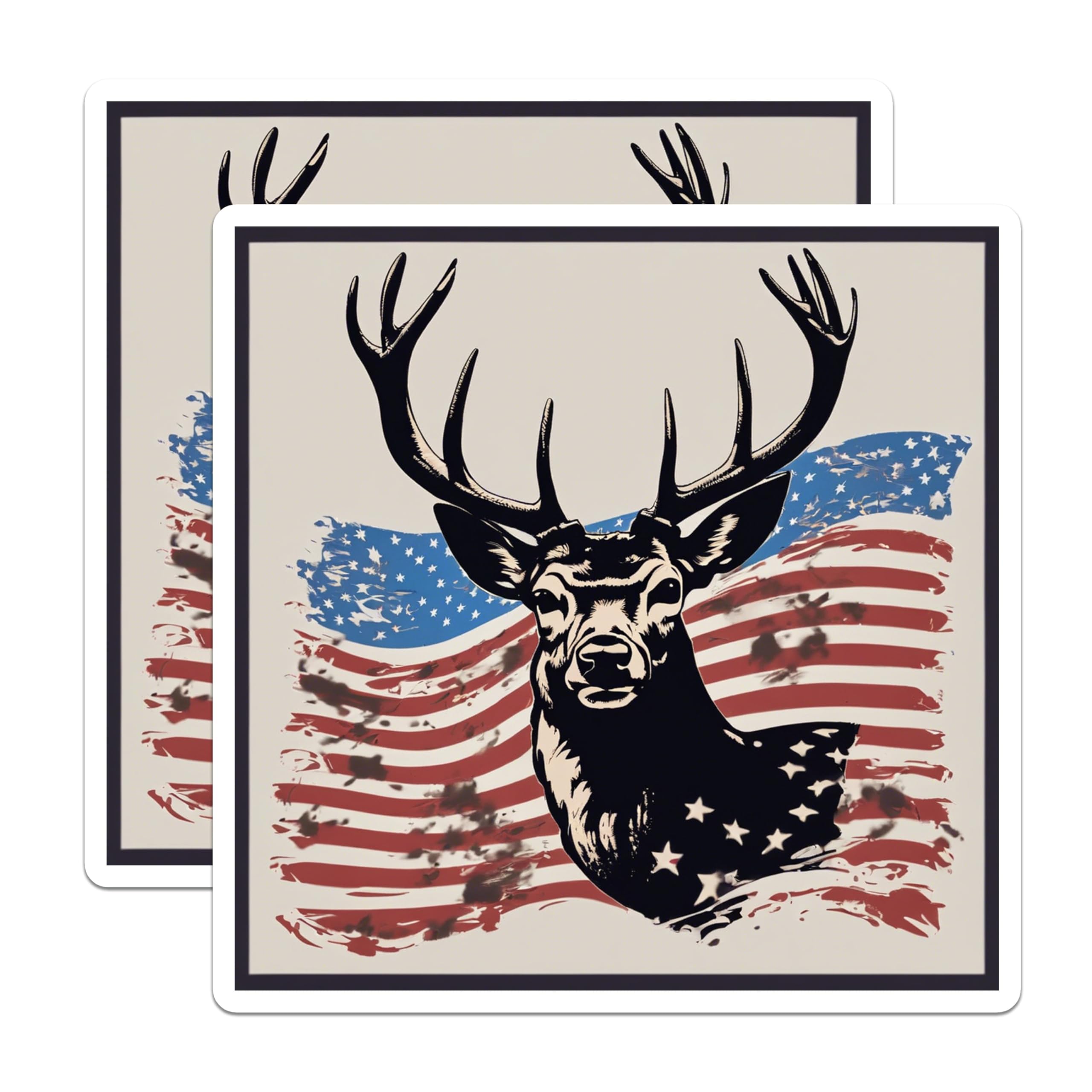 (2 Pack) Patriotic Deer Magnets - American Flag Buck Decor - Hunter Refrigerator Magnets - 5 Inches On Longest Side - Thick Durable Magnet - Made in USA - MAG19697