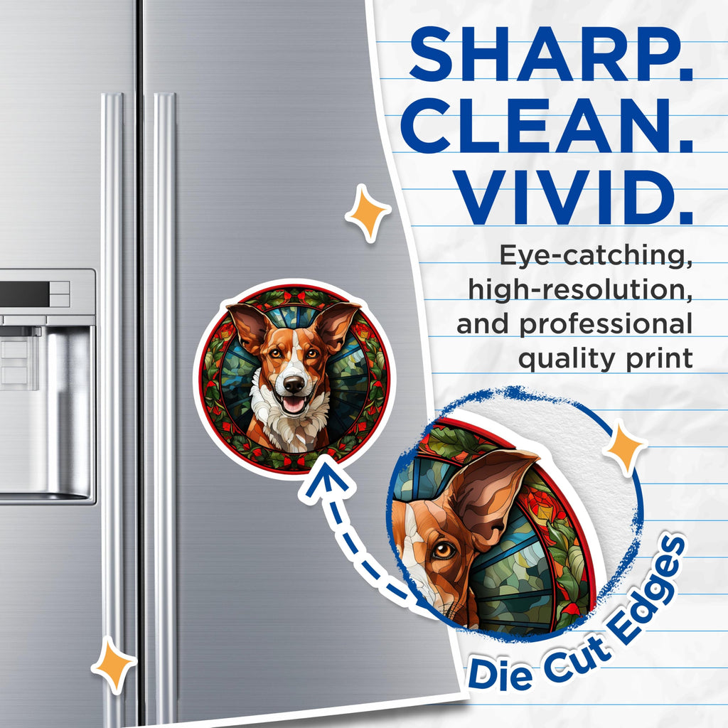 (2 Pack) Stained Glass Dog Magnets - Pet Portrait Art - Cute Canine Lover Fridge Decor - Unique Home Accessories - 5 Inches On Longest Side - Thick Durable Magnet - Made in USA - MAG25996