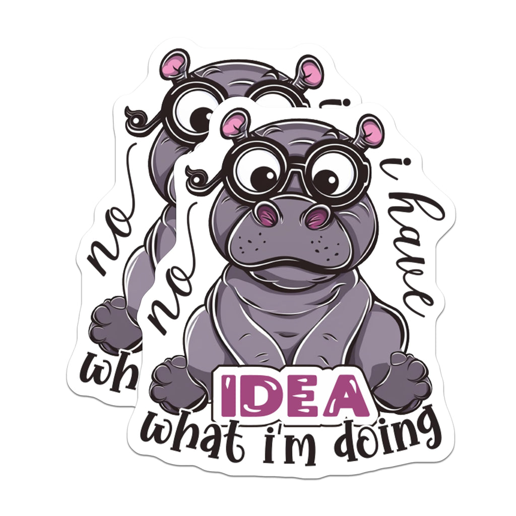 (2 Pack) Funny Hippo Magnets - No Idea What I'm Doing Magnets - Humorous Animal Magnets - Cute Hippo - 5" On Longest Side - for Cars, Fridges, Toolboxes - Made in USA - MAG4376