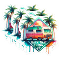 (3 Pack) Retro Camper Decals - Back That Thing Up - Tropical Decals- 3 Inches On Longest Side - Easy Peel & Apply - Made in USA - 3MCS5649