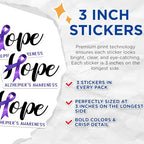 (3 Pack) Alzheimers Hope Decals - Purple Ribbon Decals - Awareness Ribbon - 3 Inches On Longest Side - Easy Peel & Apply - Made in USA - 3MCS8560