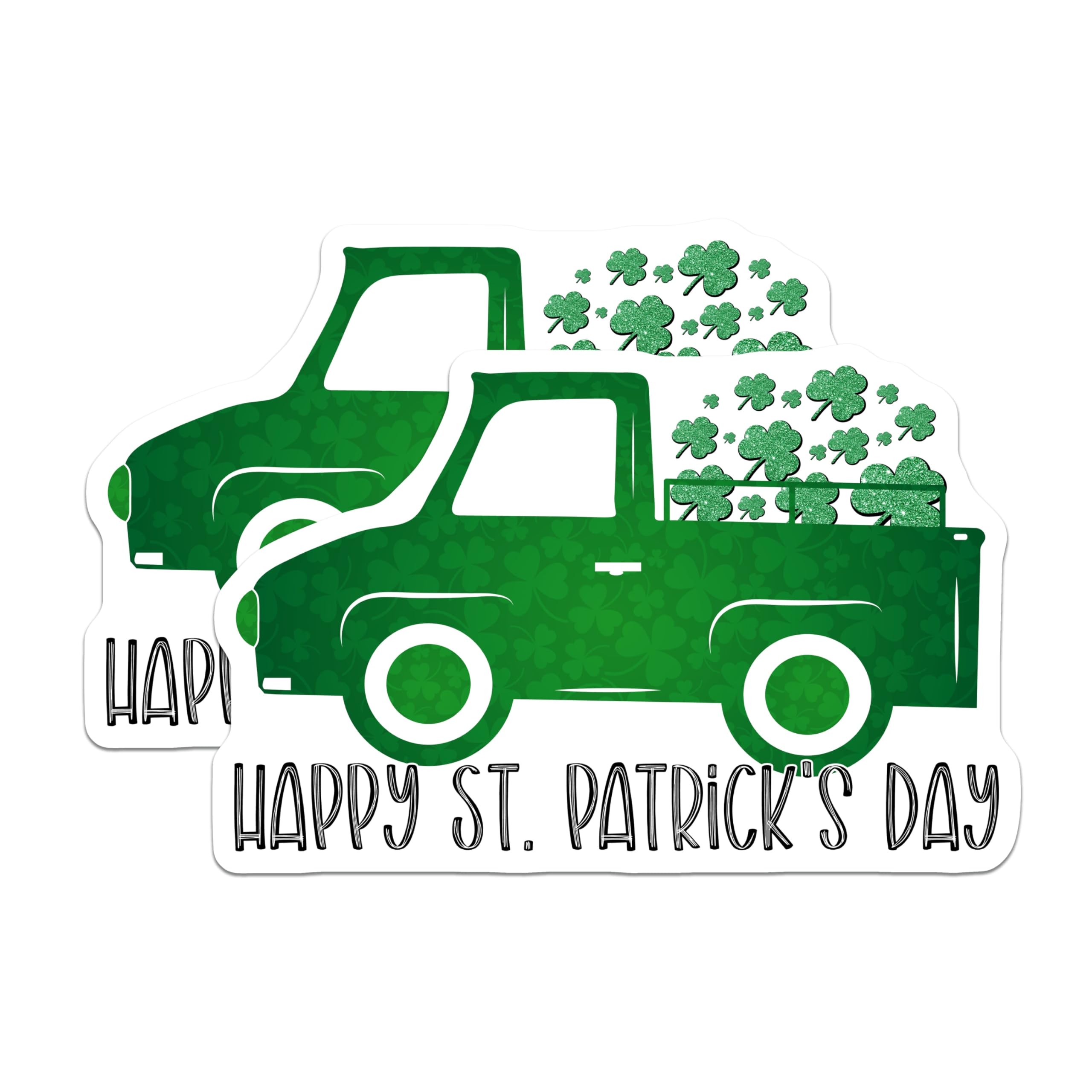 (2 Pack) St. Patricks Day Magnets - Shamrock Truck Decor - Lucky Clover Refrigerator Magnet - 5 Inches On Longest Side - Thick Durable Magnet - Made in USA - MAG21687