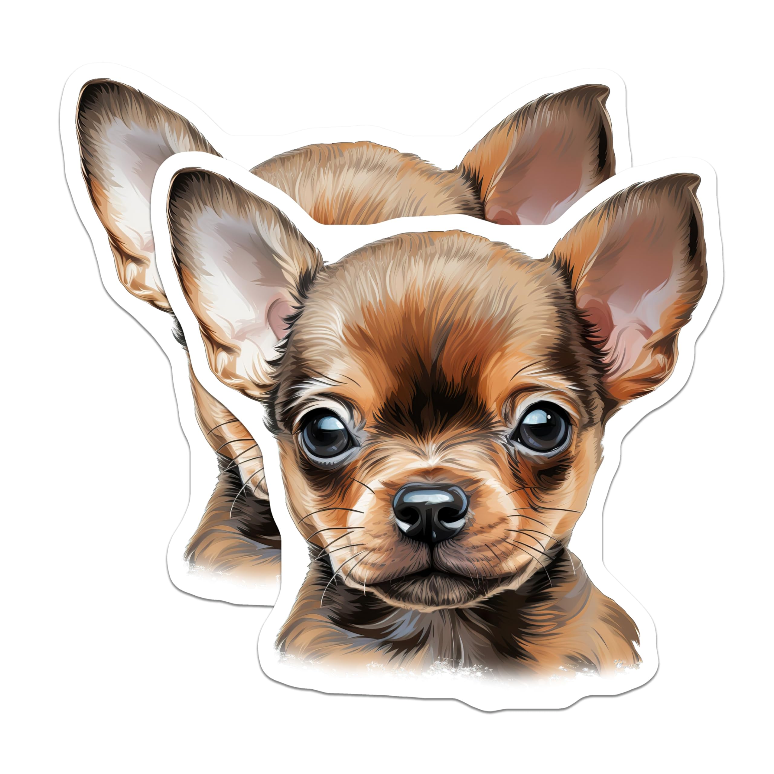(2 Pack) Chihuahua Puppy Magnets - Cute Dog Lover - Fridge Decor Pet Owner - 5 Inches On Longest Side - Thick Durable Magnet - Made in USA - MAG28847