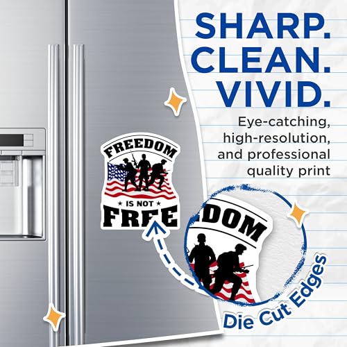 (2 Pack) Freedom is Not Free Magnets - Patriotic Magnets - USA Flag Magnets - Military Tribute Magnets - 5" On Longest Side - for Cars, Fridges, Toolboxes - Made in USA - MAG4000