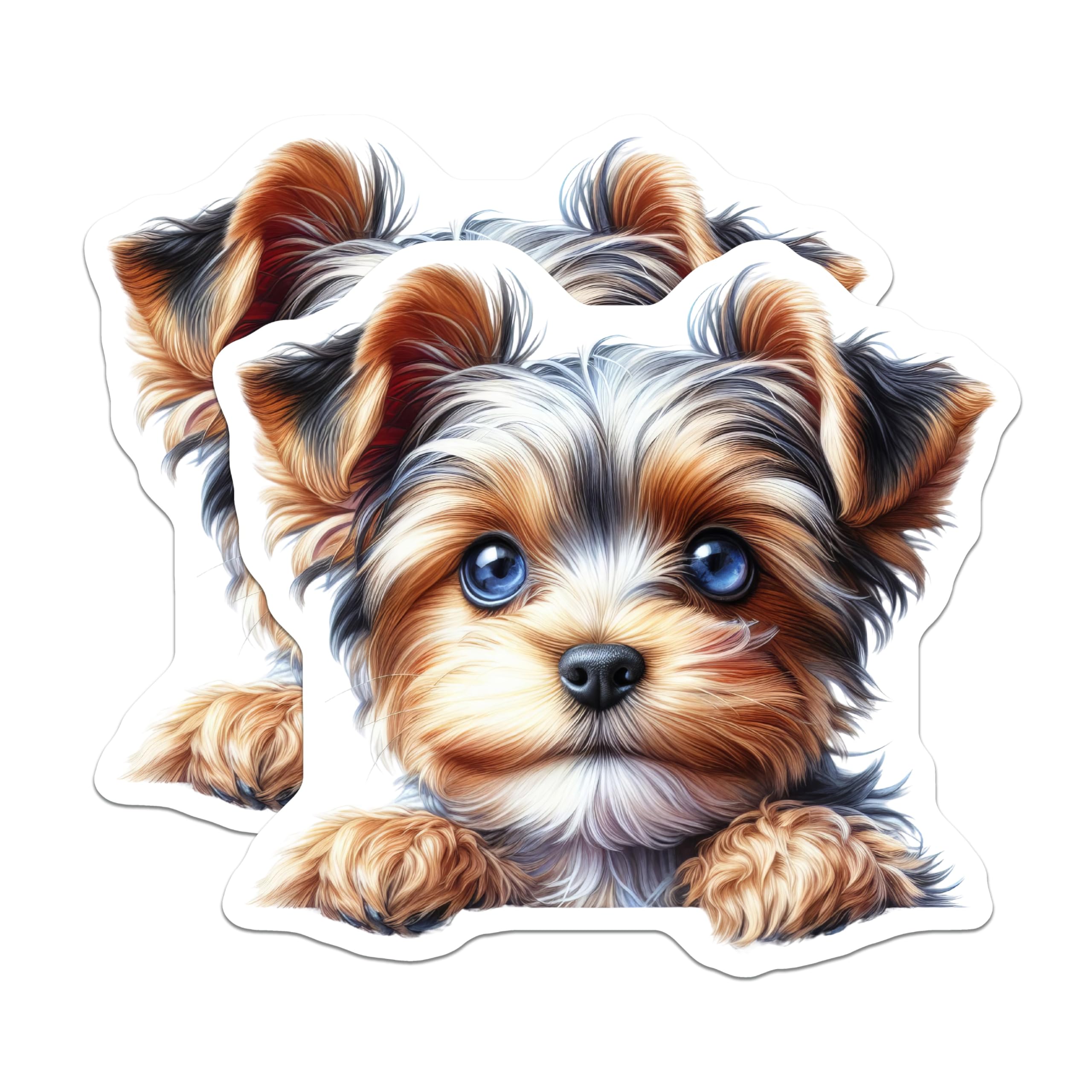 (2 Pack) Yorkie Puppy Dog Magnets - Cute Yorkie Art - Yorkshire Terrier Fridge Decor - 5" On Longest Side - Premium Magnet - for Cars, Refrigerators, Toolboxes, Lockers - Made in USA - MAG16261