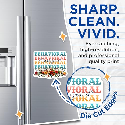 (2 Pack) Behavioral Therapist Magnets - Floral Motivational Magnets - Positive Quote Magnets - 5" On Longest Side - for Cars, Refrigerators, Toolboxes, Lockers - Made in USA BMCS3174