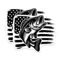 (2 Pack) Bass Fish Magnets - American Flag Decor - Patriotic Fishing Refrigerator Magnets - 5" On Longest Side - Premium Magnet - for Cars, Refrigerators, Toolboxes, Lockers - Made in USA - MAG16636