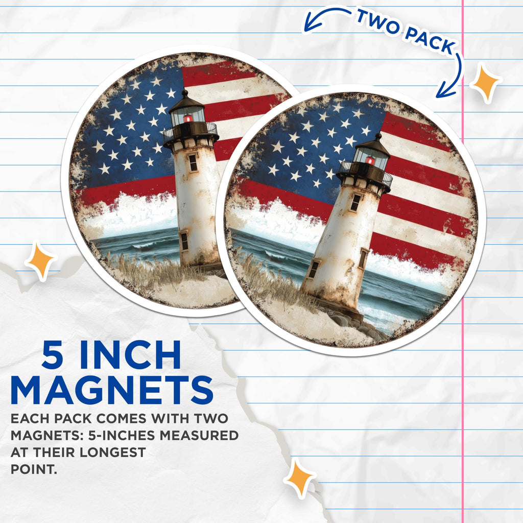 (2 Pack) American Flag Magnet - Nautical Home Decor - 5" On Longest Side - Sticks to Smooth Flat Surfaces - Made in USA - MAG9454