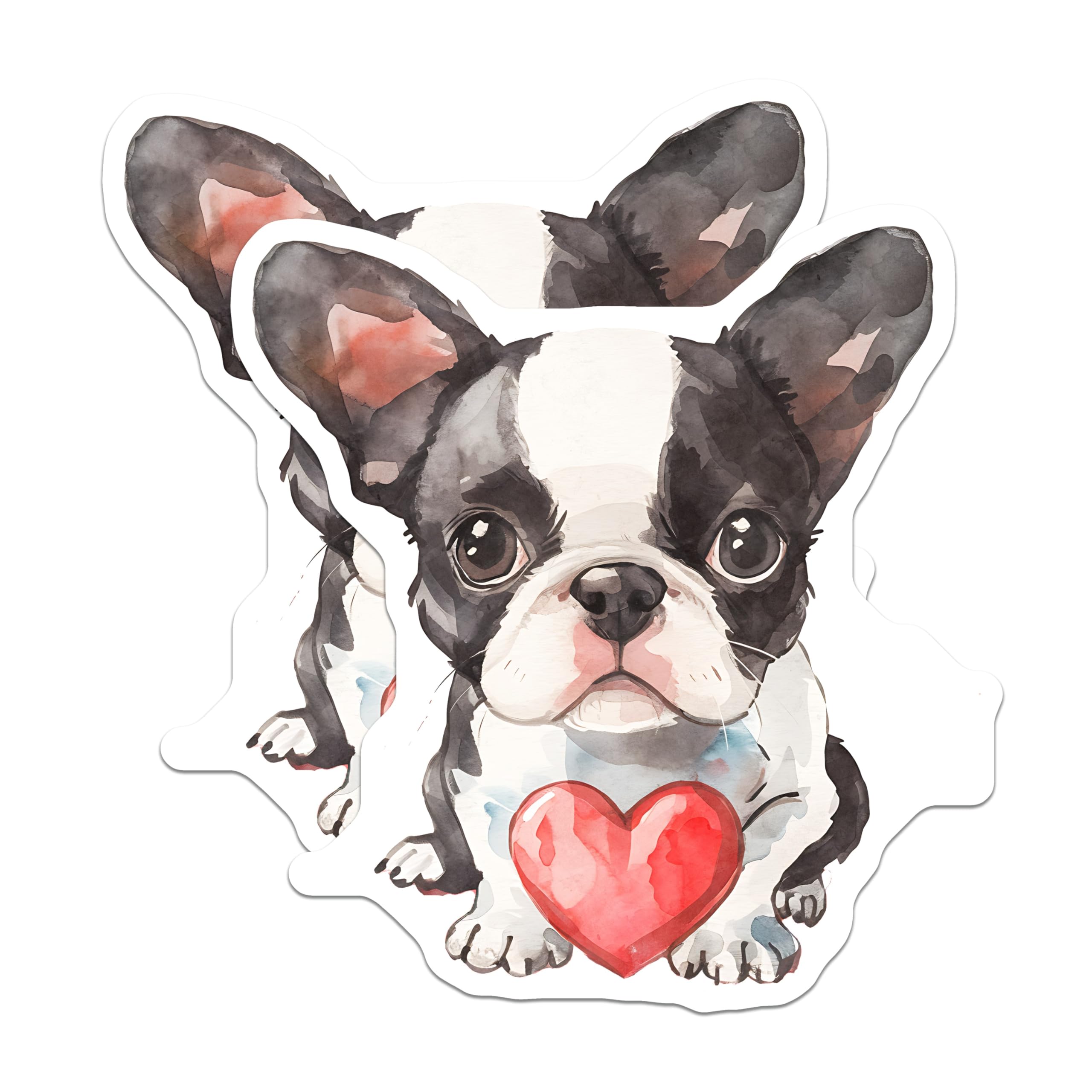 (2 Pack) Boston Terrier Magnets - Dog Lover Decorations - Cute Heart Dog Magnet Set - 5" On Longest Side - Premium Magnet - for Cars, Refrigerators, Toolboxes, Lockers - Made in USA - MAG16545
