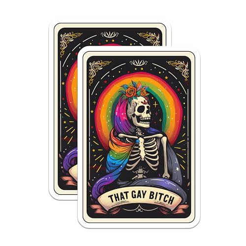 (2 Pack) Rainbow Pride Skeleton Magnets - LGBTQ Skeleton Art - Colorful Skull Magnet - 5" On Longest Side - for Cars, Fridges, Toolboxes - Made in USA - MAG4438
