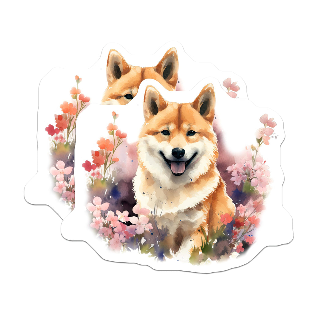 (2 Pack) Shiba Inu Magnets - Watercolor Dog Art - Cute Happy Animal Fridge Decor - Pet Owner Present - 5 Inches On Longest Side - Thick Durable Magnet - Made in USA - MAG30293