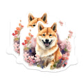 (2 Pack) Shiba Inu Magnets - Watercolor Dog Art - Cute Happy Animal Fridge Decor - Pet Owner Present - 5 Inches On Longest Side - Thick Durable Magnet - Made in USA - MAG30293