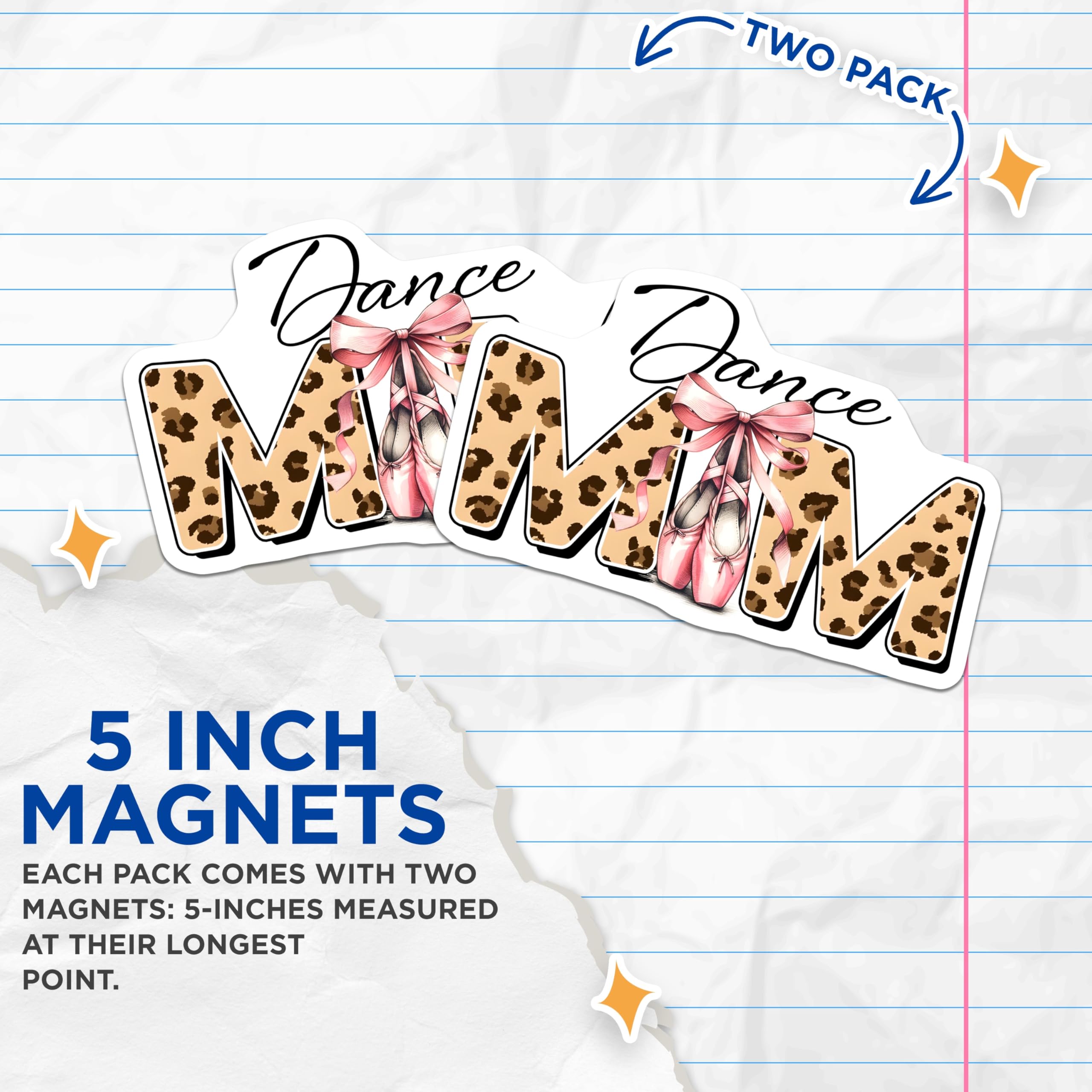 (2 Pack) Dance Mom Magnets - Ballet Shoes - Leopard Print Magnets - 5" On Longest Side - Premium Magnet - for Cars, Refrigerators, Toolboxes, Lockers - Made in USA - MAG15270