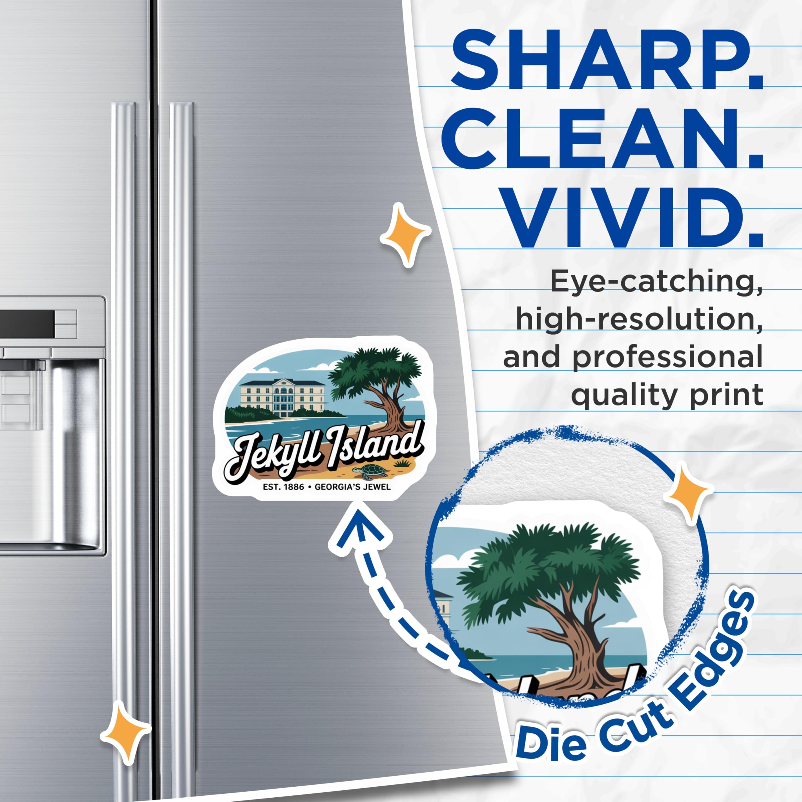(2 Pack) Jekyll Island Magnets - Georgia Souvenir - Travel Fridge Decor - 5" On Longest Side - Premium Magnet - for Cars, Refrigerators, Toolboxes, Lockers - Made in USA - MAG18658