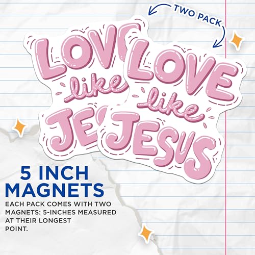 (2 Pack) Love Like Jesus Magnets Magnets - Christian Home Decor - Inspirational Bible Verse - 5" On Longest Side - Made in USA - Sticks to Refrigerators & Metal Surfaces - MAG8951