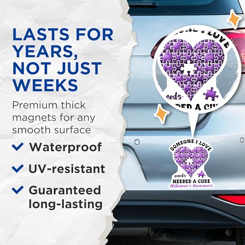 (2 Pack) Someone I Love Needed a Cure Puzzle Heart Magnet - 5" On Longest Side - Sticks to Smooth Flat Surfaces - Made in USA - MAG9793