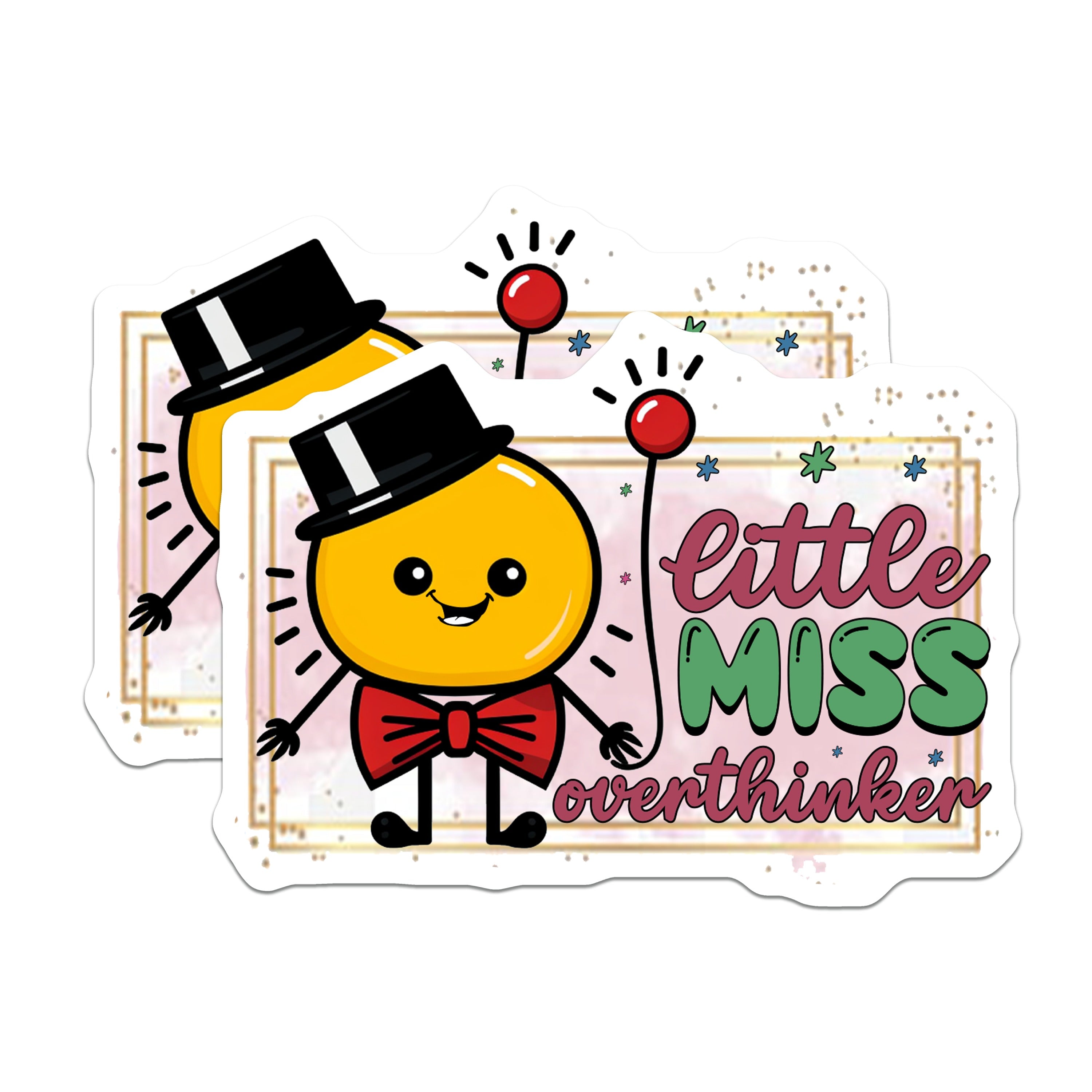 (2 Pack) Little Miss Overthinker Magnets - Funny Thinking Decal - Mental Health Humor Decor - Quirky Fridge Accessory - 5 Inches On Longest Side - Thick Durable Magnet - Made in USA - MAG39177
