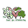 (2 Pack) St Patricks Day Magnets - Peace Sign Love Heart - Lucky Shamrock Decor - 5 Inches On Longest Side - Thick Durable Magnet - Made in USA - MAG20314