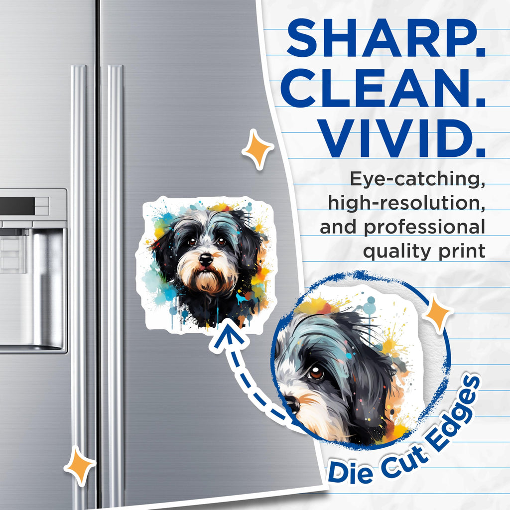 (2 Pack) Cute Dog Magnets - Watercolor Pet Art Magnets - Animal Lover Fridge Decor - 5 Inches On Longest Side - Thick Durable Magnet - Made in USA - MAG28068