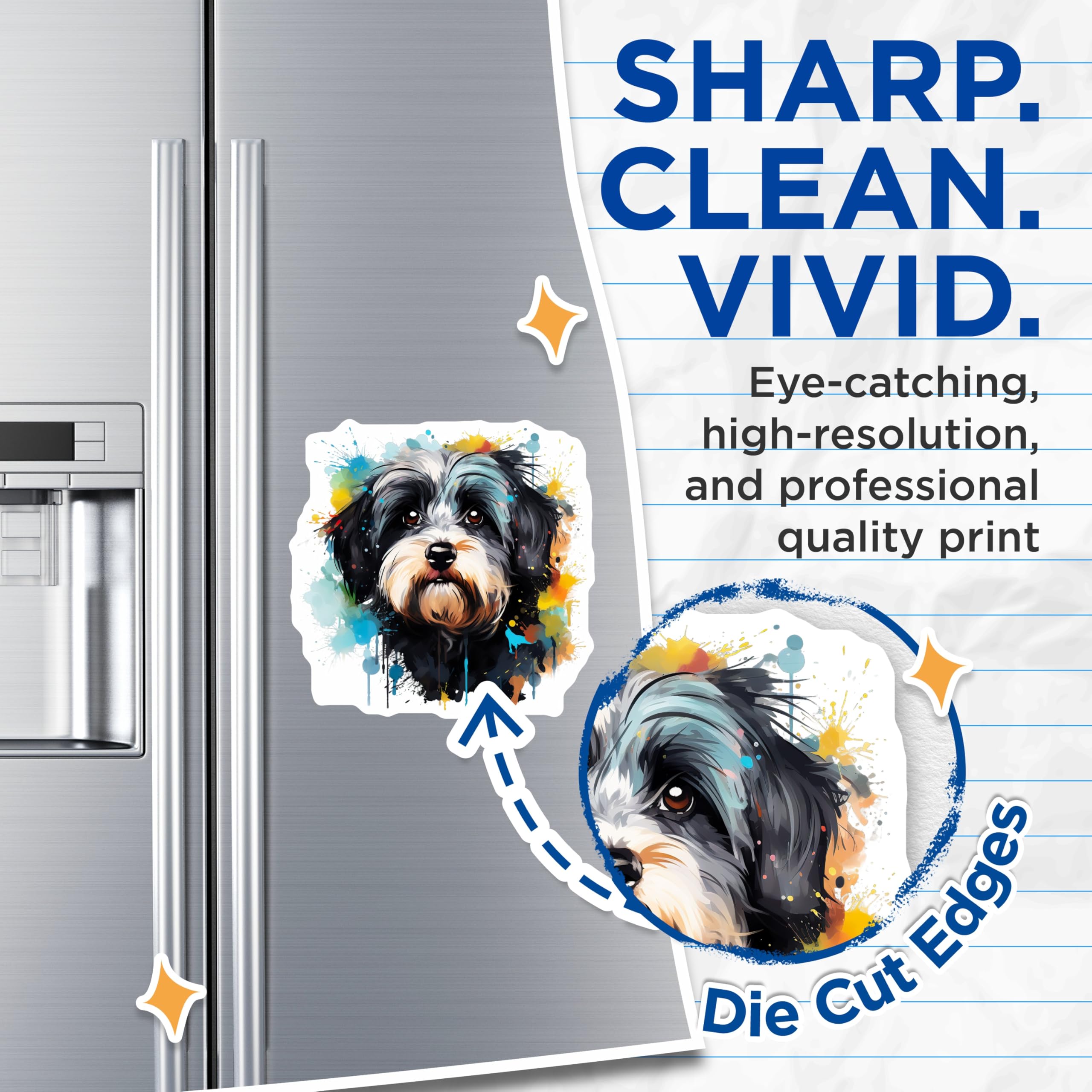 (2 Pack) Cute Dog Magnets - Watercolor Pet Art Magnets - Animal Lover Fridge Decor - 5 Inches On Longest Side - Thick Durable Magnet - Made in USA - MAG28068