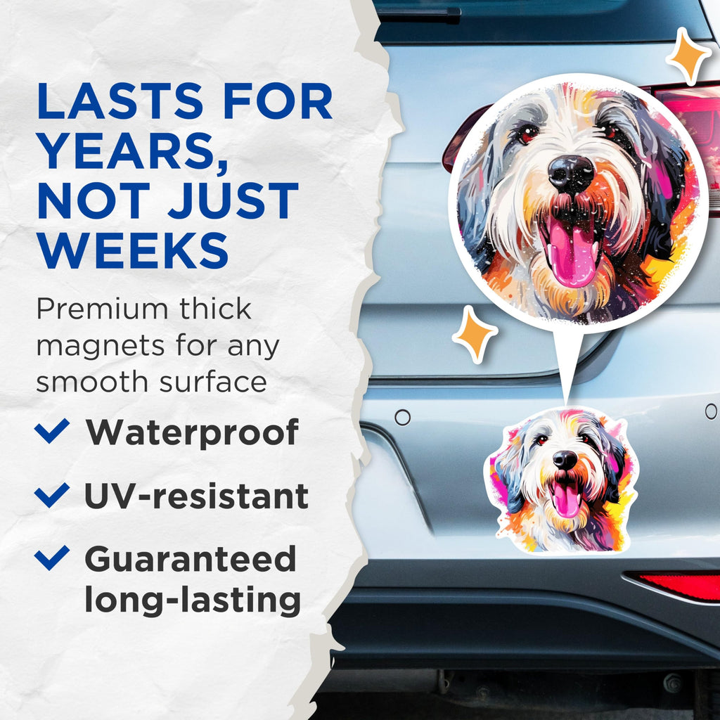 (2 Pack) Old English Sheepdog Dog Breed Magnets - 5 Inches On Longest Side - Choose from Over 100 Dog Breeds - for Cars, Refrigerators, Toolboxes - Made in USA - MAG1908