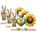 (3 Pack) Peace Love Decals - Sunflower Decals - Hippie Vibes - 3 Inches On Longest Side - Easy Peel & Apply - Made in USA - 3MCS6742