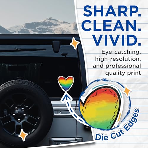 (2 Packs) Rainbow Heart Welcoming Inclusive Stickers - Rainbow LGBTQ Heart Decals - 5 Inches On Longest Side - Premium Vinyl Decal - Sticks to Any Smooth Flat Surface - Made in USA - BMCS2283