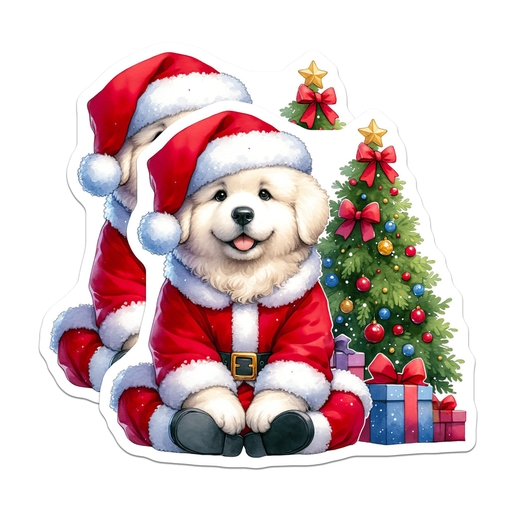 (2 Pack) Santa Puppy Magnets - Christmas Dog Decor - Holiday Refrigerator Accent for Pet Lovers - 5 Inches On Longest Side - Thick Durable Magnet - Made in USA - MAG29976
