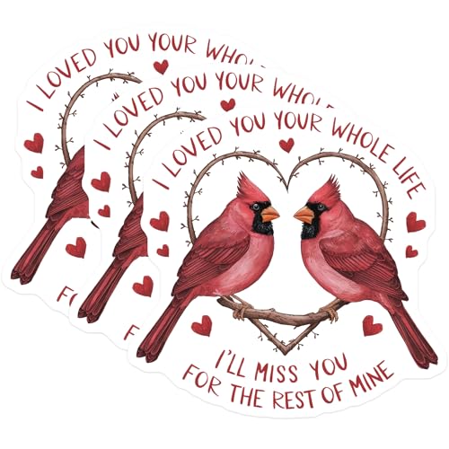 (3 Pack) Cardinal Bird Decals - Memorial Stickers - Loved Ones Remembrance - 3 Inches On Longest Side - Easy Peel & Apply - Made in USA - 3MCS7661