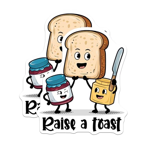 (2 Pack) Raise a Toast Magnets - Cute Kitchen Decor - 5" On Longest Side - for Cars, Fridges, Toolboxes - Made in USA - MAG7623