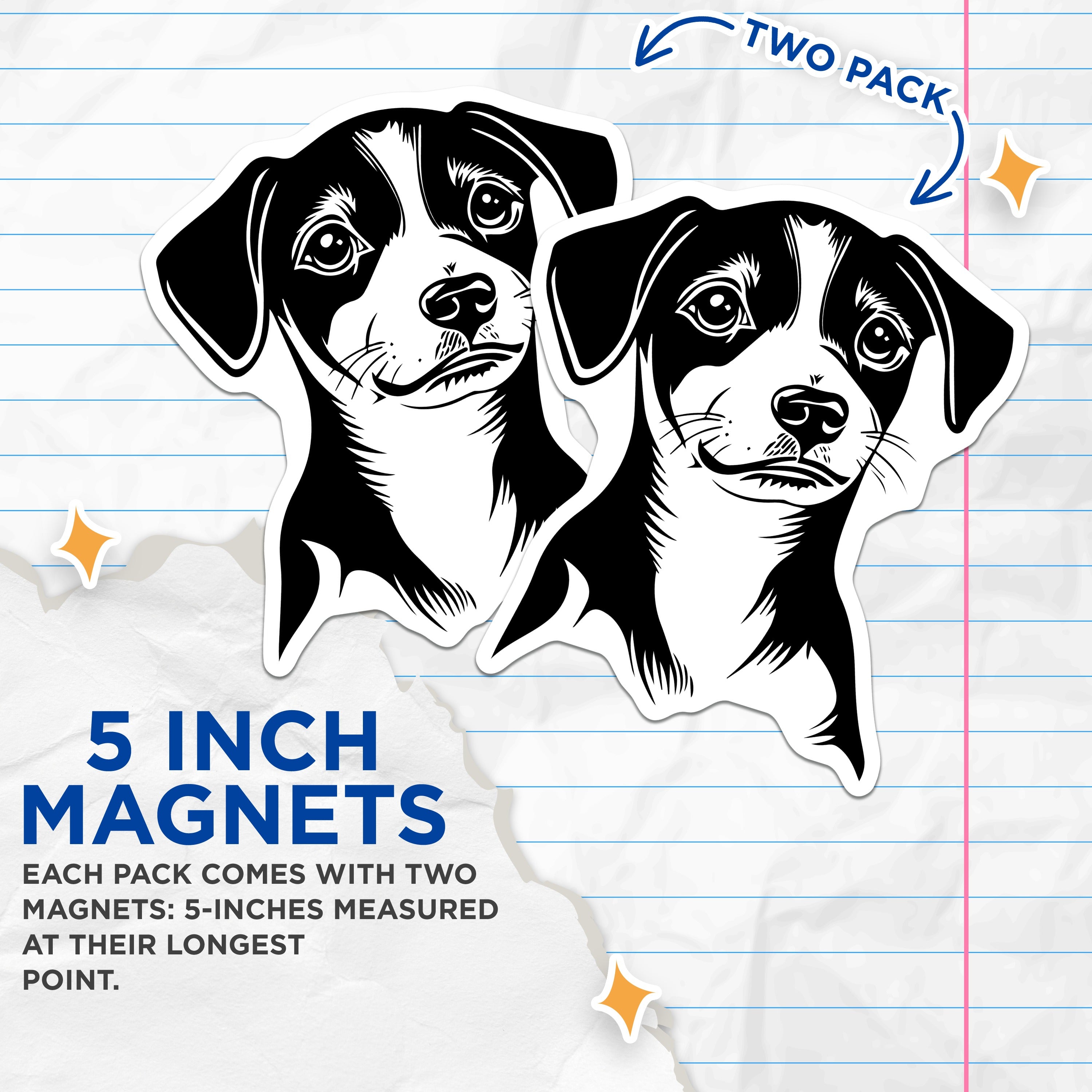 (2 Pack) Black White Dog Magnets - Puppy Love Aesthetic Decor - Animal Outline Refrigerator Magnets for Dog Parents - 5 Inches On Longest Side - Thick Durable Magnet - Made in USA - MAG37678