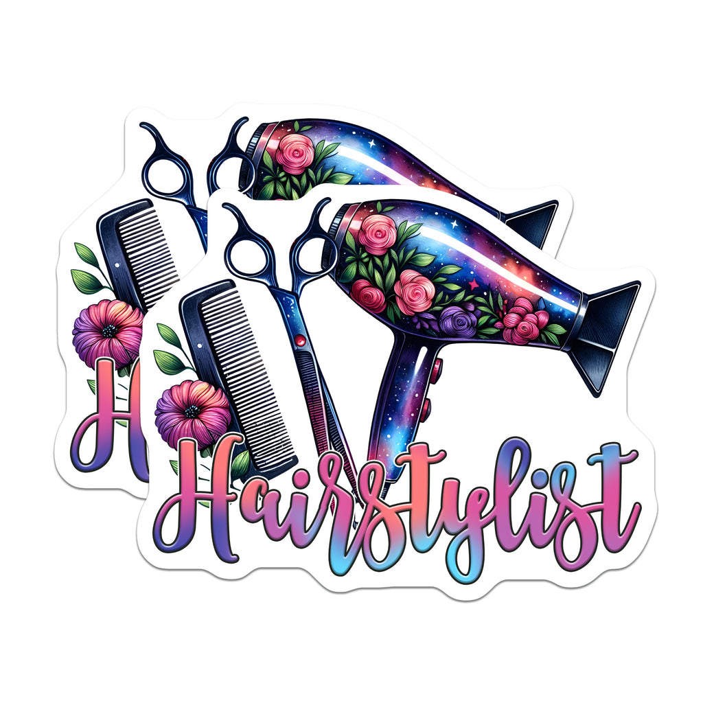 (2 Pack) Hairstylist Salon Decor Magnets - Cosmetology Student - Hairdresser Appreciation - 5 Inches On Longest Side - Thick Durable Magnet - Made in USA - MAG36841