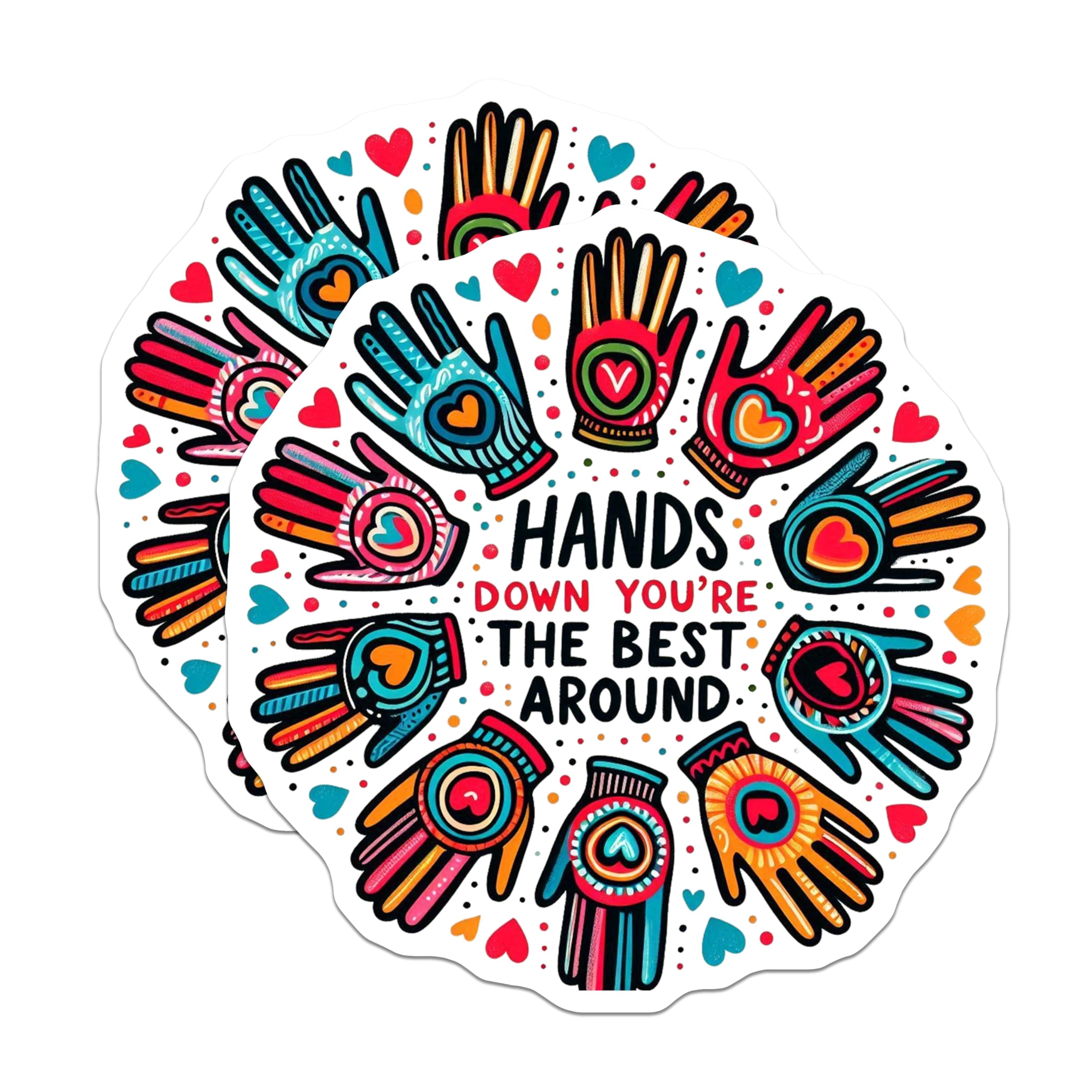 (2 Pack) Best Around Magnets - Appreciation Decor - Hands Down Magnet Set - 5" On Longest Side - Premium Magnet - for Cars, Refrigerators, Toolboxes, Lockers - Made in USA - MAG15179