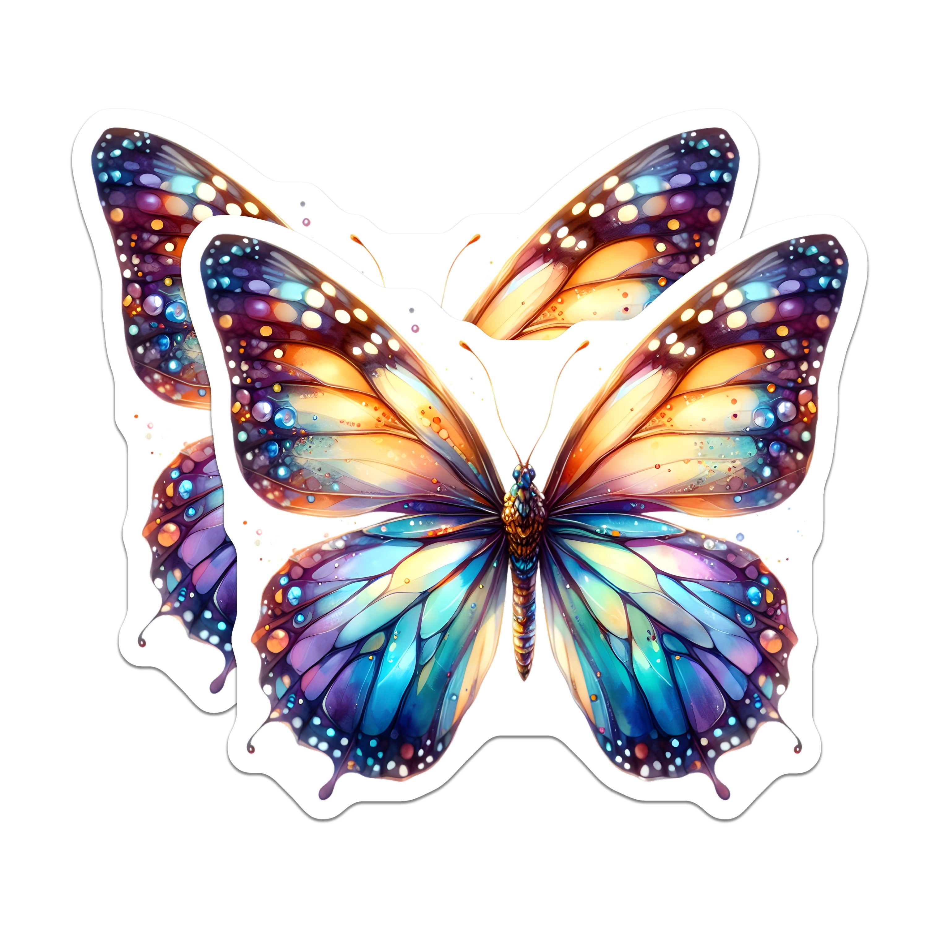 (2 Pack) Vibrant Butterfly Magnets - Whimsical Nature Decor - Aesthetic Fridge Locker - 5 Inches On Longest Side - Thick Durable Magnet - Made in USA - MAG36303