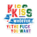 (2 Pack) Kiss Whoever You Want Stickers - LGBTQ Pride Stickers - Motivational Quote Stickers - 5" On Longest Side - Sticks to Smooth Flat Surfaces - Made in USA - BMCS4701