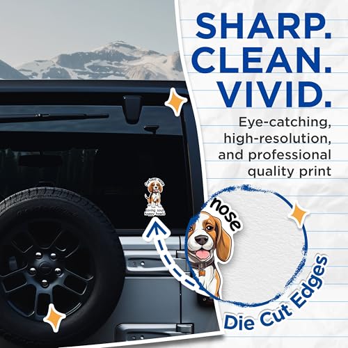 (2 Packs) Curious Nose Loving Soul, Happy Howls Stickers - Beagle Dog Breed Decals - 5 Inches On Longest Side - Premium Vinyl Decal - Sticks to Any Smooth Flat Surface - Made in USA - BMCS2382