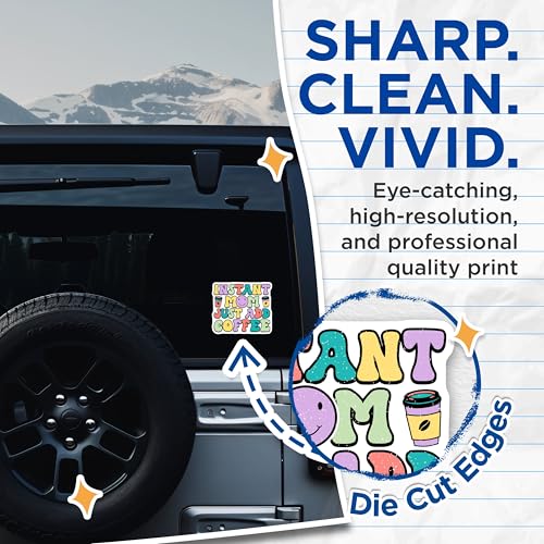 (2 Pack) Instant Mom Just Add Coffee Stickers - Funny Mom Quotes - 5" On Longest Side - Sticks to Smooth Flat Surfaces - Made in USA - BMCS8915 - BMCS8915