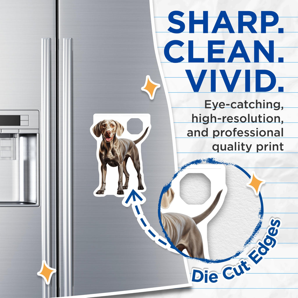 (2 Pack) Weimaraner Magnets - Happy Dog Breed Decor - Pet Owner Refrigerator Art - 5 Inches On Longest Side - Thick Durable Magnet - Made in USA - MAG30404