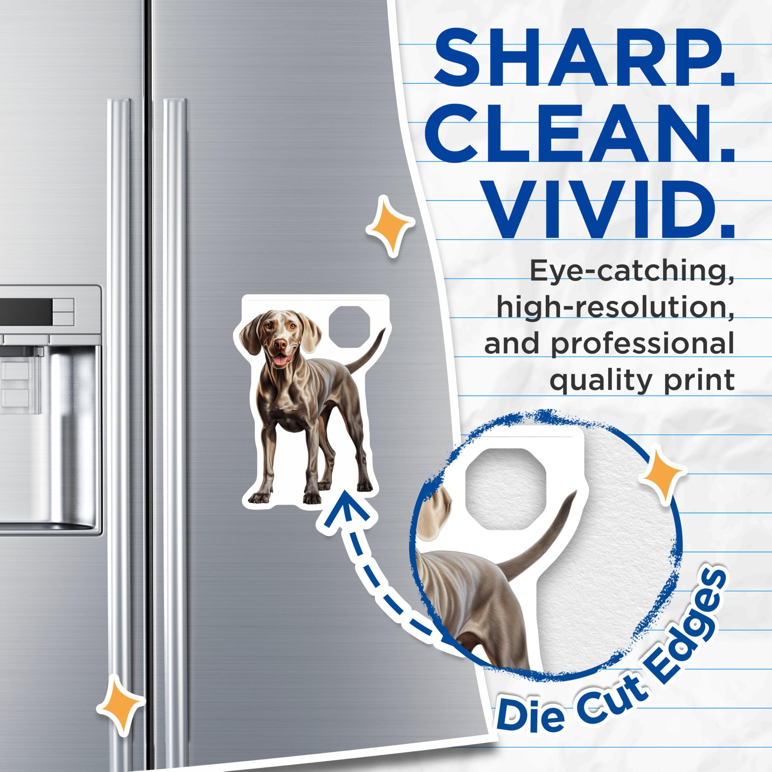 (2 Pack) Weimaraner Magnets - Happy Dog Breed Decor - Pet Owner Refrigerator Art - 5 Inches On Longest Side - Thick Durable Magnet - Made in USA - MAG30404