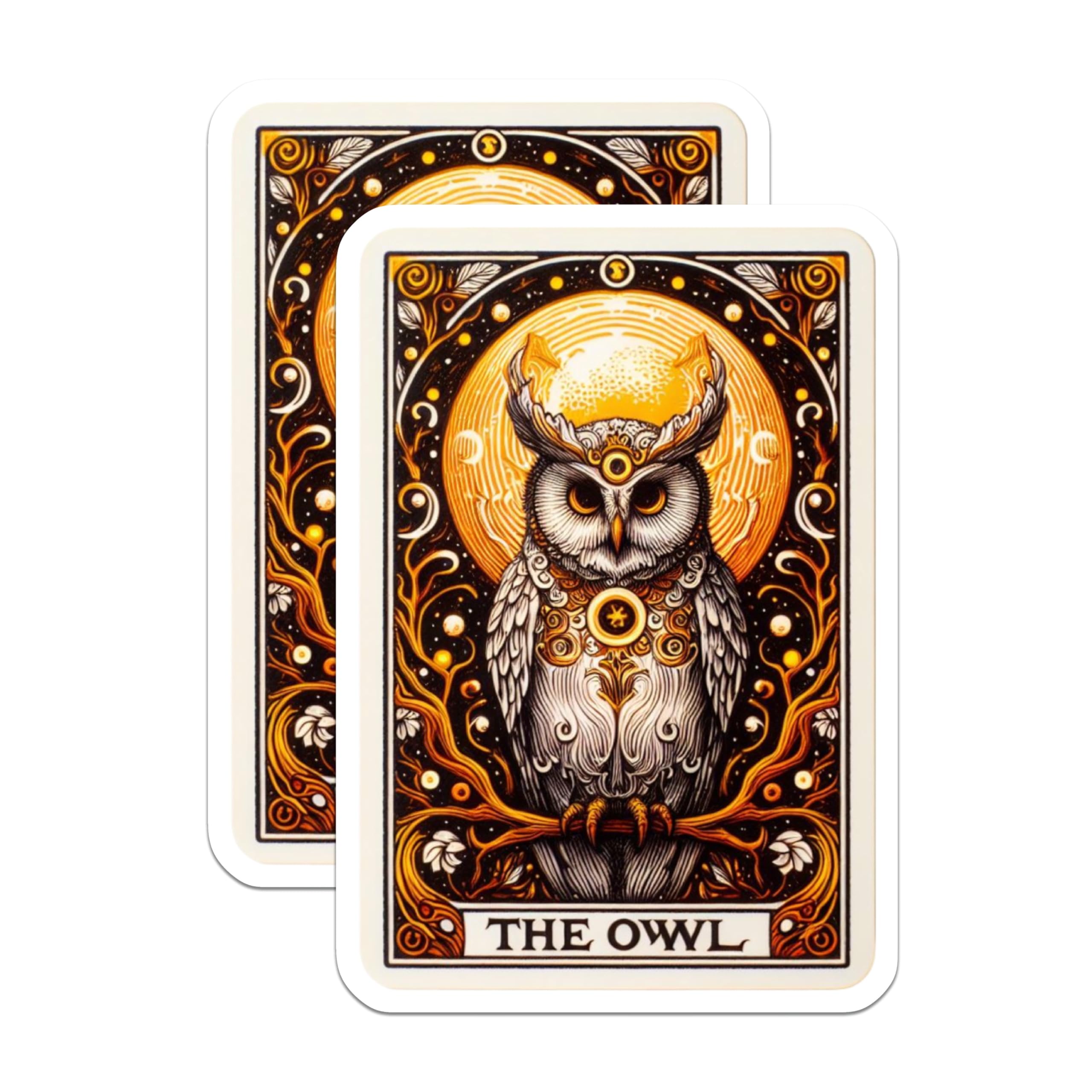 (2 Pack) Mystical Owl Magnets - Intricate Celestial Wisdom Animal Art - Bohemian Spiritual Fridge Decoration - 5 Inches On Longest Side - Thick Durable Magnet - Made in USA - MAG21759