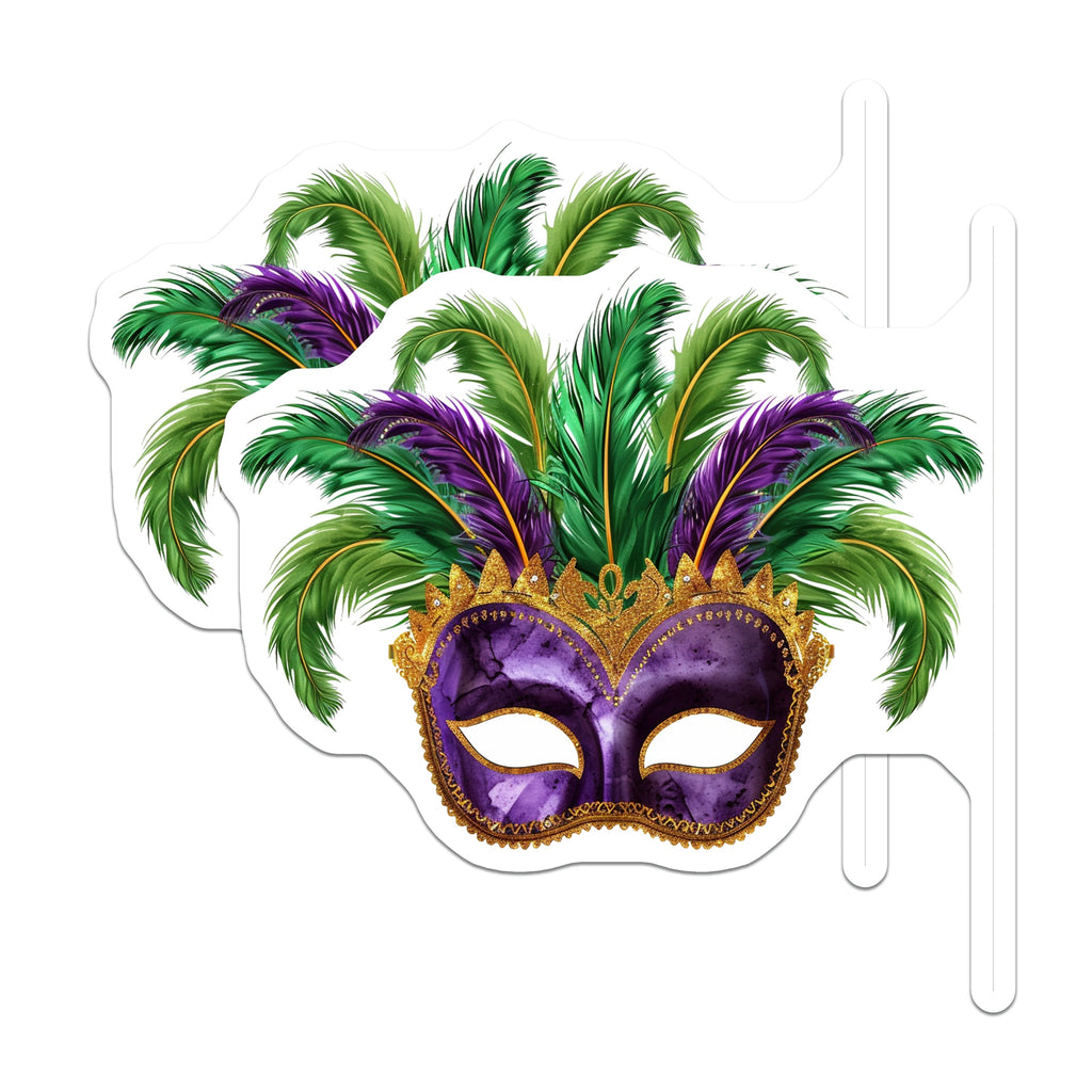 (2 Pack) Mardi Gras Mask Magnets - Festive Carnival Decoration - New Orleans Celebration Souvenir - Purple Gold Green Decor - 5 Inches On Longest Side - Thick Durable Magnet - Made in USA - MAG36601