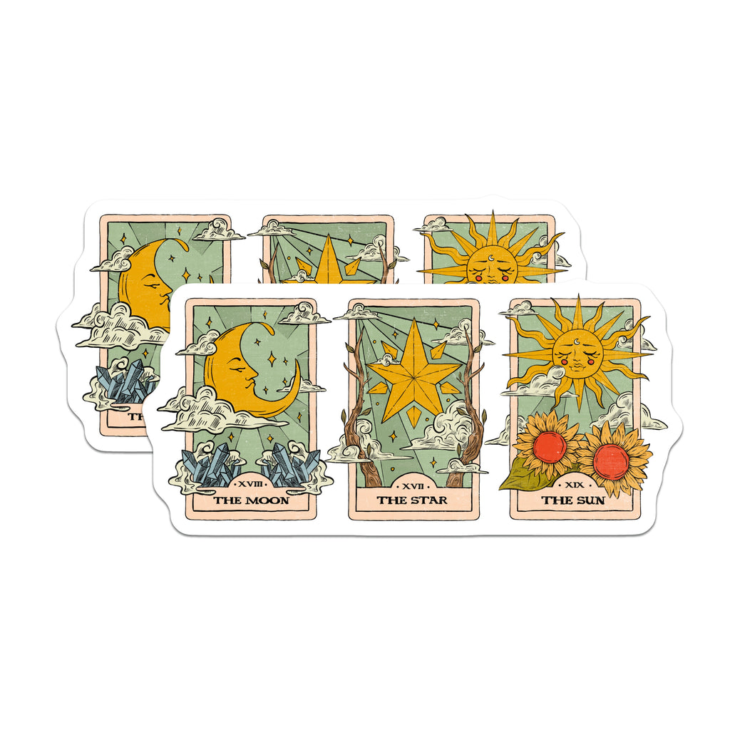 (2 Pack) Celestial Tarot Card Magnets - Moon Star Sun Decor - Witchy Spiritual Fridge Art - Bohemian Metaphysical Design - 5 Inches On Longest Side - Thick Durable Magnet - Made in USA - MAG36801
